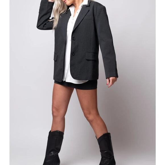 Anthropologie Moon River Gray Striped Blazer Small Retails $168 - Picture 1 of 9